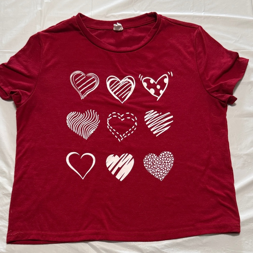 SHEIN Red Heart Graphic Kids Tee size 10 Valentines Day